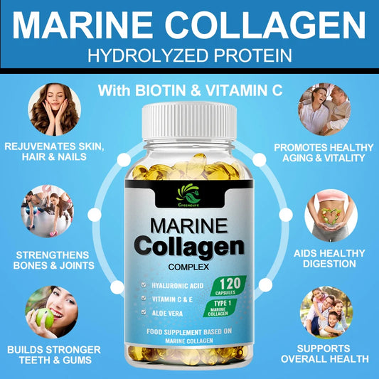 Marine Collagen Capsules for Healthy Joints, Hair, Skin & Nails