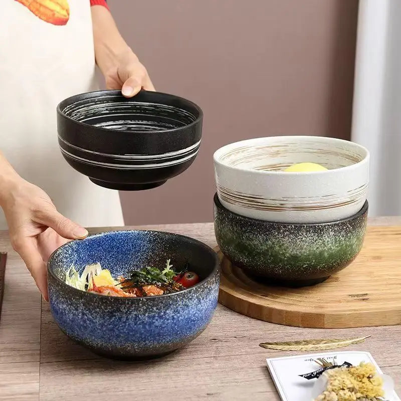Japanese Style Ceramic Ramen Bowl Set | Elegant Dinnerware
