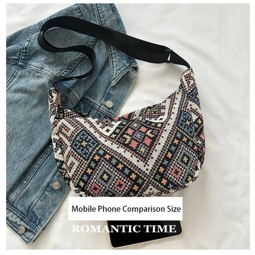 Fashionable Large-Capacity Canvas Shoulder Bag for Women