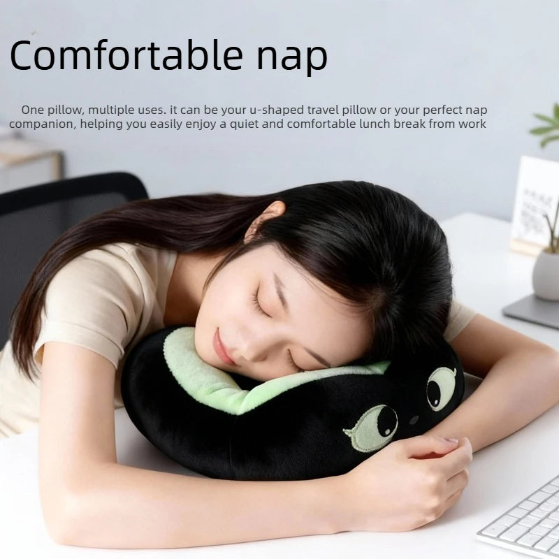Cartoon Cat U-Shaped Neck Pillow | Travel Comfort & Support