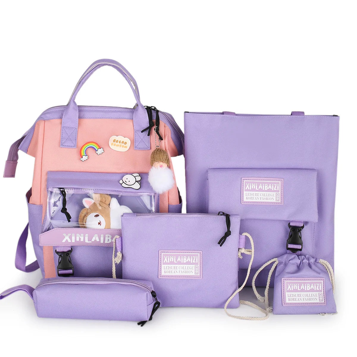 Large Capacity Kids Backpack | Versatile Nylon School Bag Set