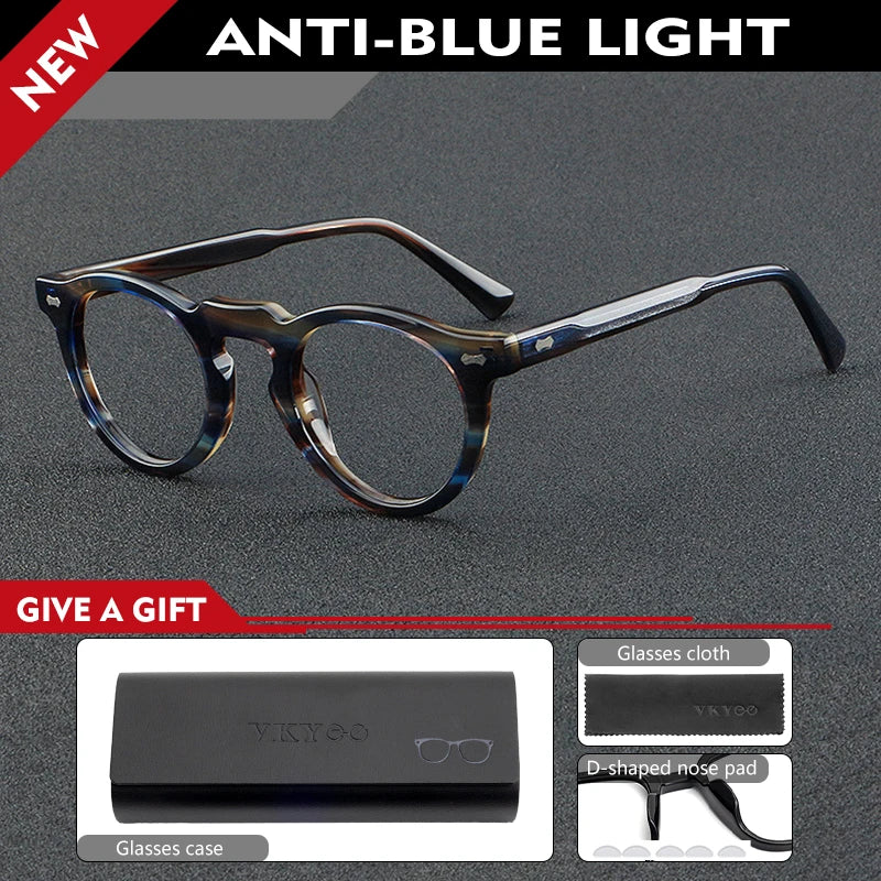 Personalized Retro Round Frame Anti Blue Light Glasses - 2026