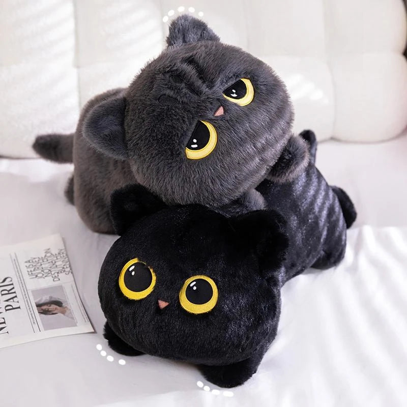 Cute Black Cat Plush Pillow | Soft Nap Cushion for Home & Office