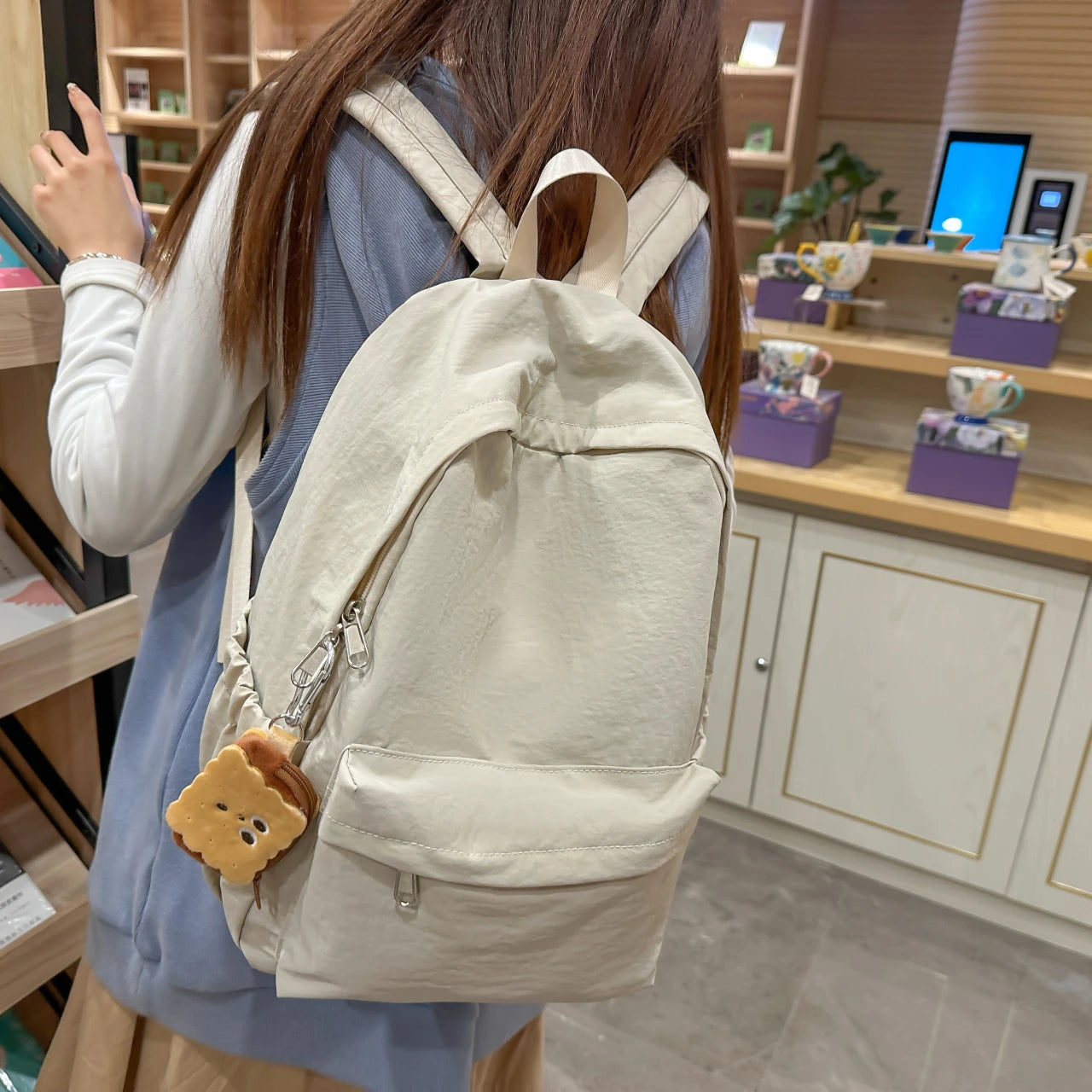 Versatile Solid Color Backpack | Large Capacity Daily Use
