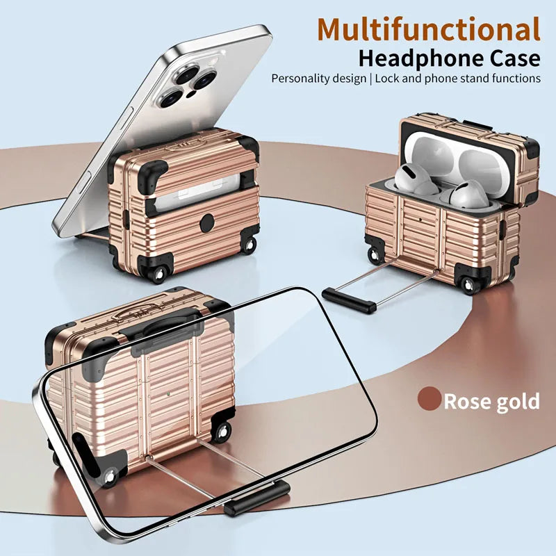 Luggage Phone Holder & Headphone Cover for AirPods | Protective Case