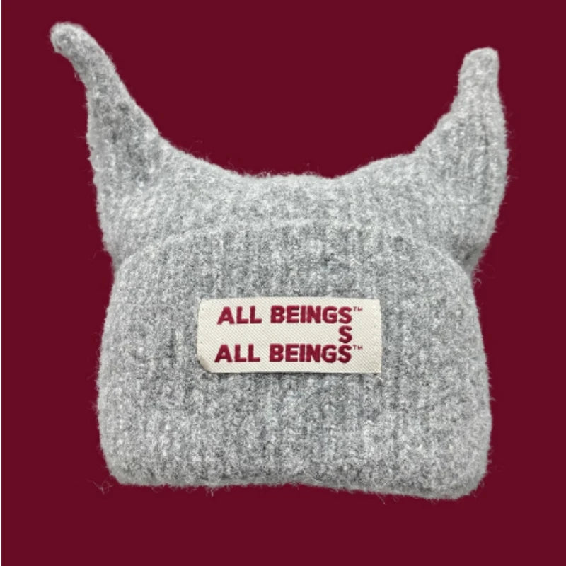 Unisex Funny Little Devil Horn Knitted Hat | Warm Ski Beanie