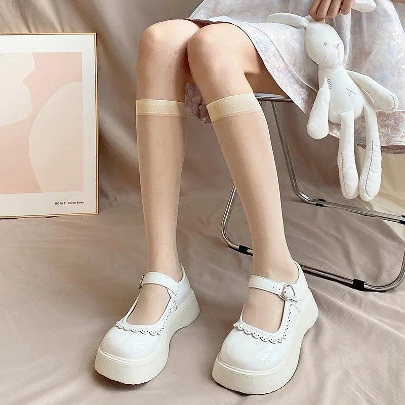 Ultra-Thin Transparent Nylon Mesh Stockings | Summer Knee High Socks