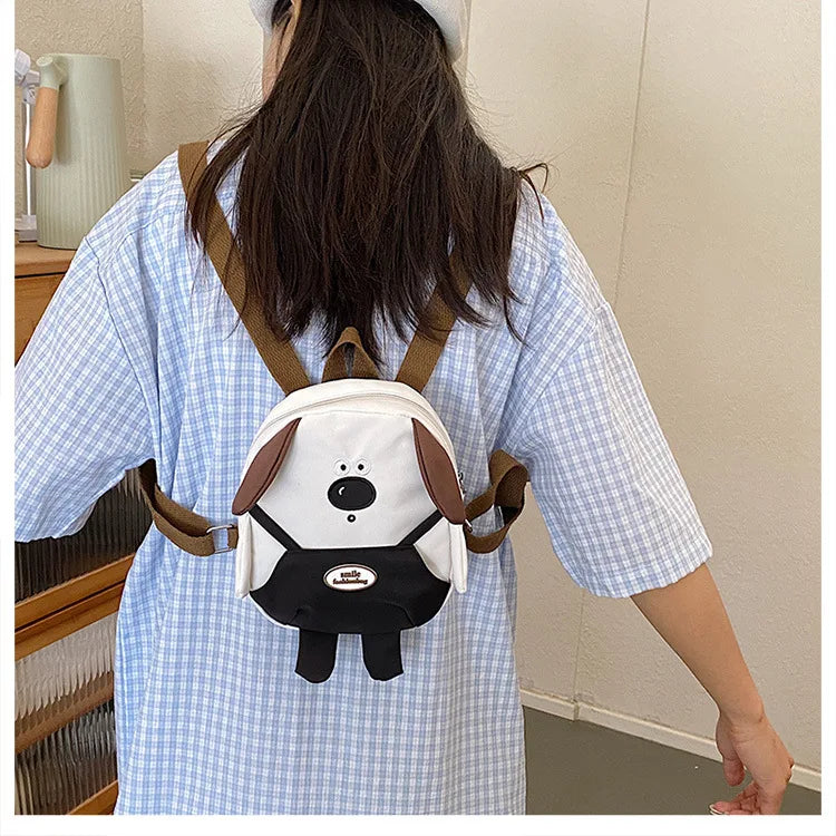 Cute Cartoon Dog Mini Backpack | Adjustable Canvas Travel Bag