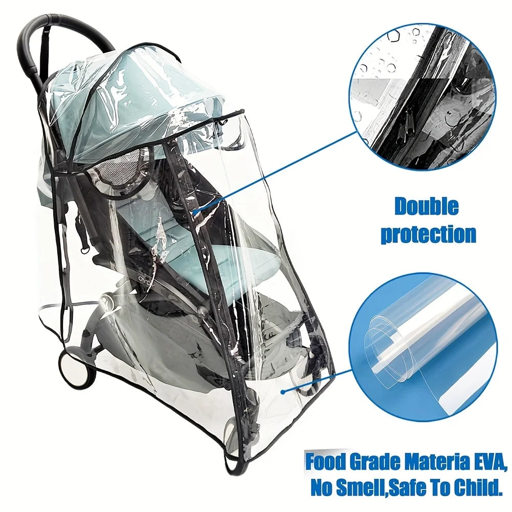 Premium Stroller Rain Cover with Dual Ventilation Holes & Double Zippers | Essential Outdoor Accessory for Babies & Toddlers