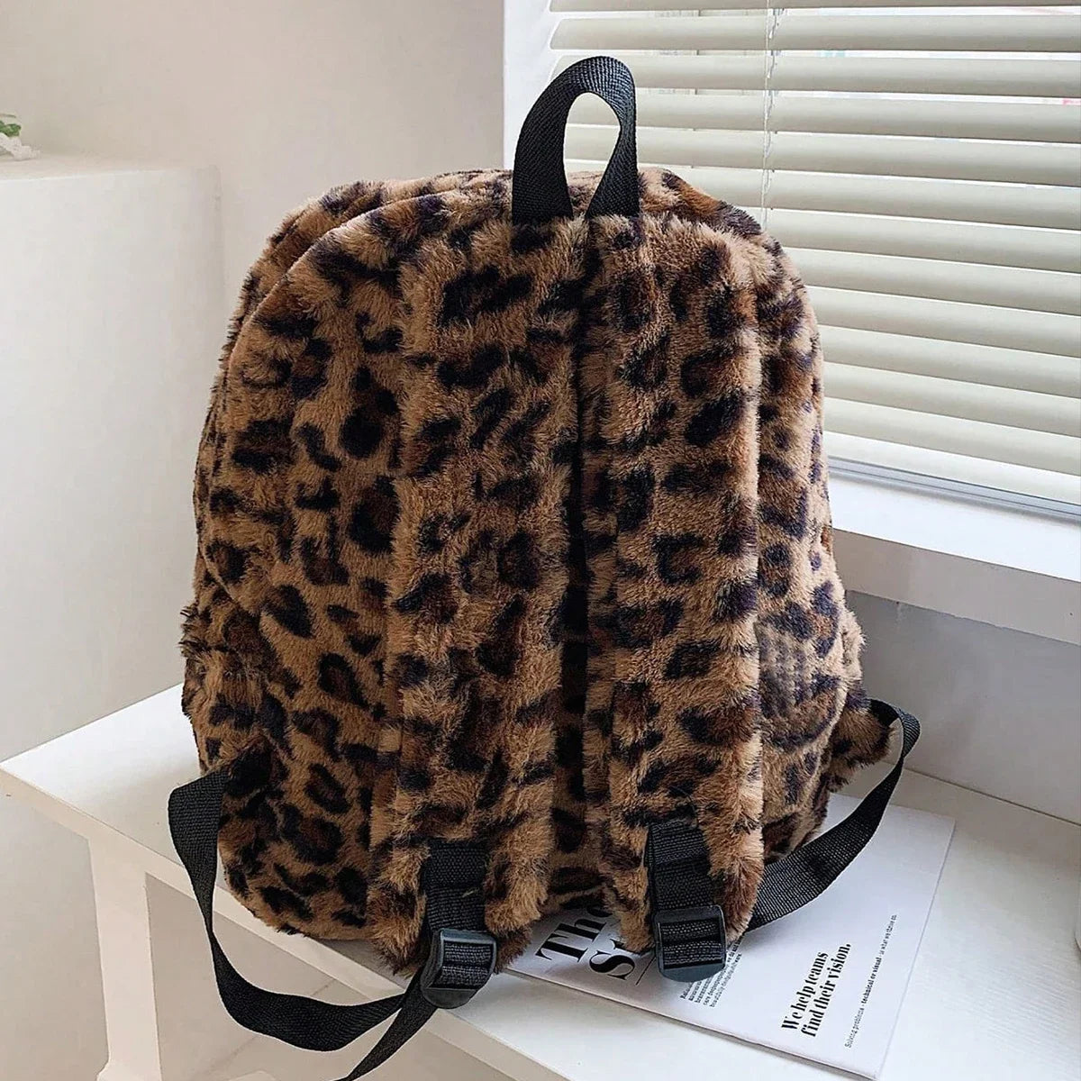 Luxury Leopard Print Women's Backpack | Plush & Stylish