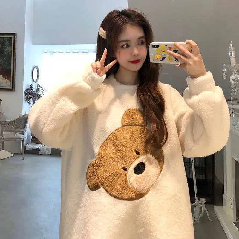 Women's Cozy Flannel Two Piece Winter Pajama Set | Cute Cartoon Design