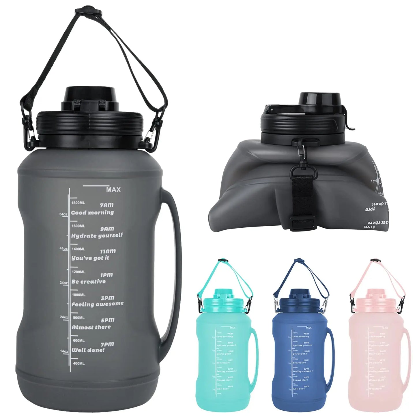 Collapsible 64oz Silicone Water Bottle | Eco-Friendly & Portable