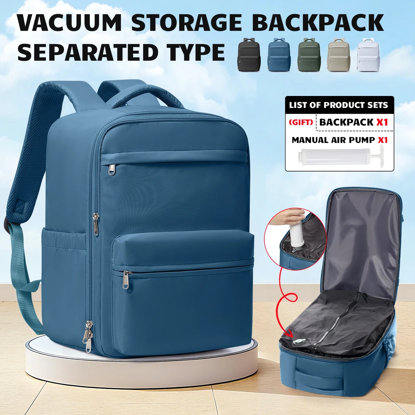 Vacuum Compression Backpack for Air Travel | Compact Cabin Bag