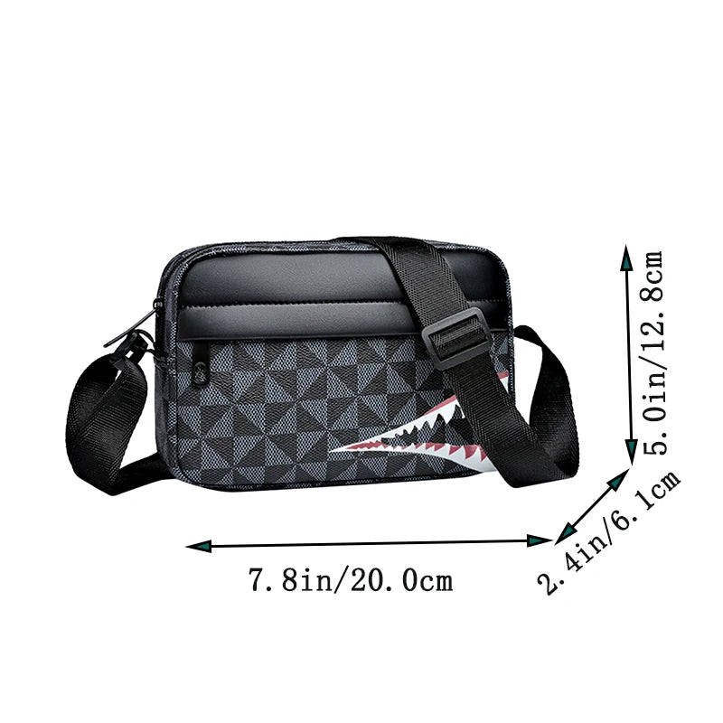 Stylish Shark-Pattern Men's Crossbody Bag | Practical Casual Shoulder Bag