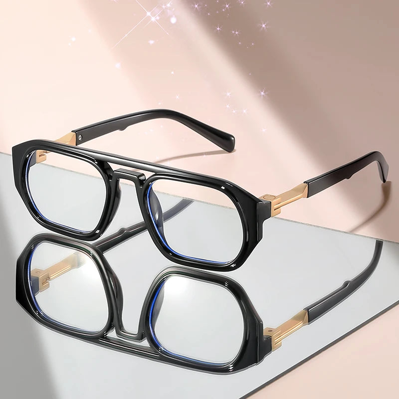 Minimalist Double-Beam Flat Glasses | Stylish Pilot Eyewear