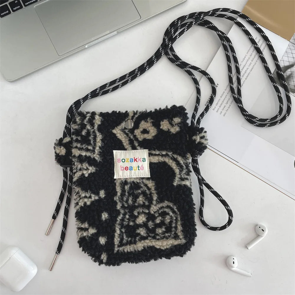 Cute Plush Dot Crossbody Bags for Women | Portable Shoulder Bag