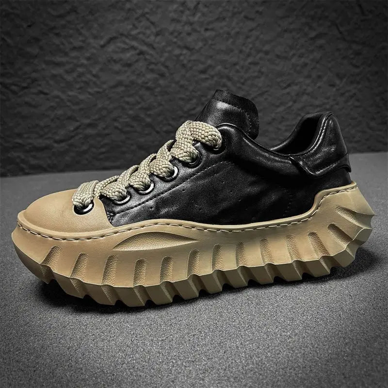 Retro Luxury Leather Men's Casual Platform Sneakers