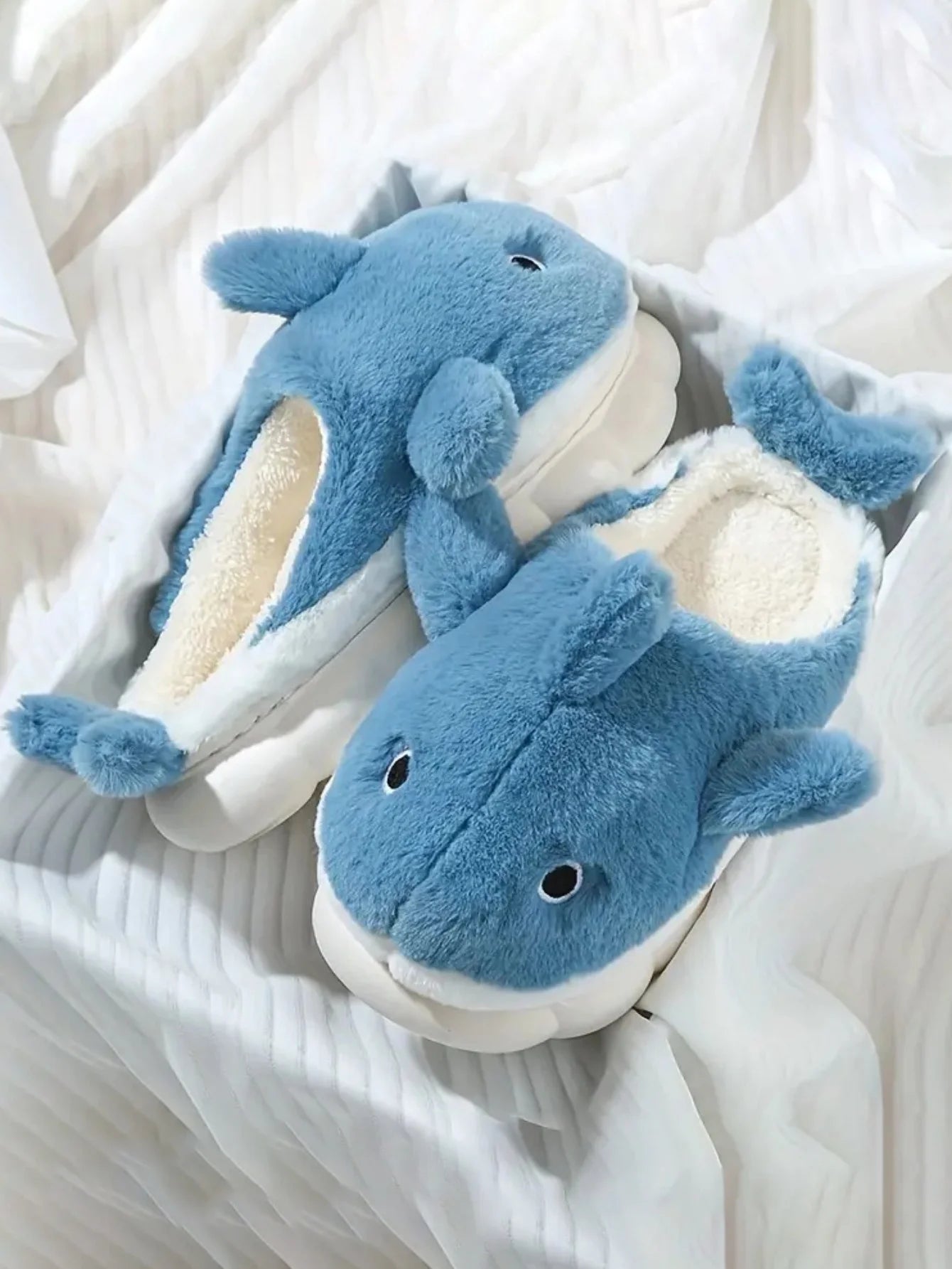Unisex Fuzzy Sharky Slides | Adorable Whale Shark Slippers