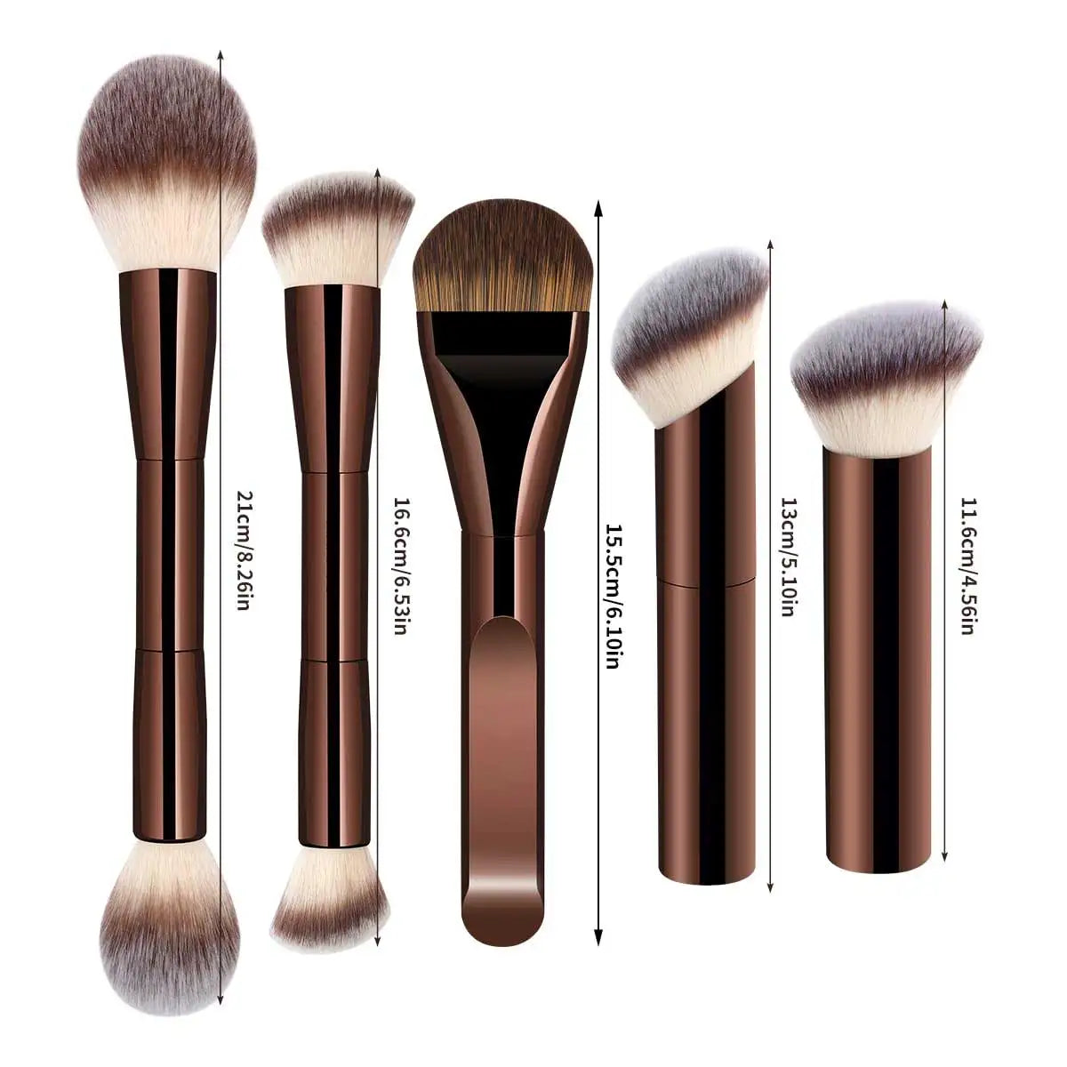 5 PCS Double-Ended Kabuki Makeup Brush Set | Perfect for Blending 2026