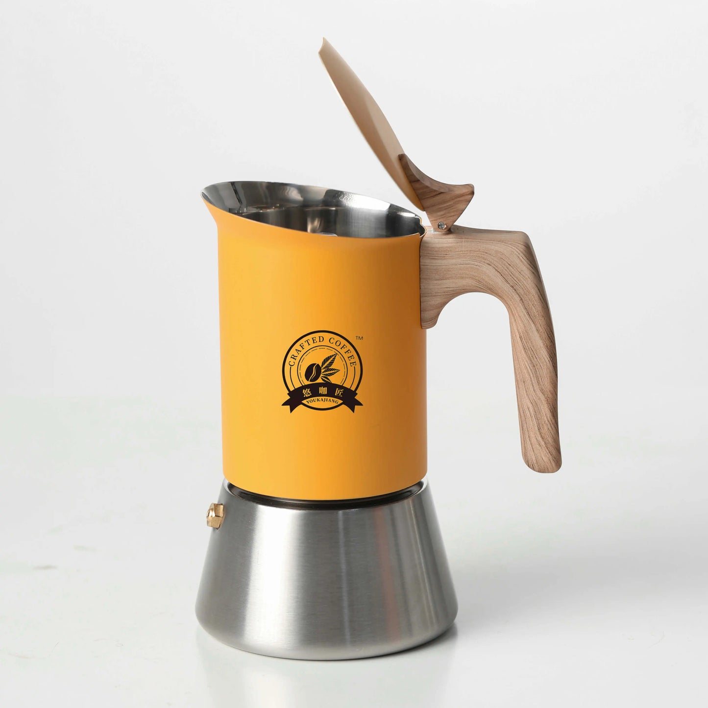 Nordic Style Matte Yellow Stainless Steel Moka Pot | Perfect Brew