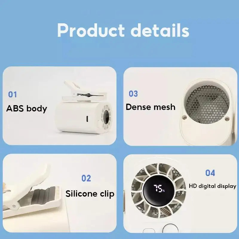 Portable 360° Rotatable Clip-On Car Fan | USB Rechargeable & Lightweight