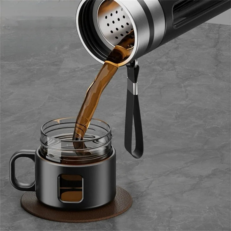 520ML Glass Tea Water Bottle with Tea Infuser | Travel Tumbler