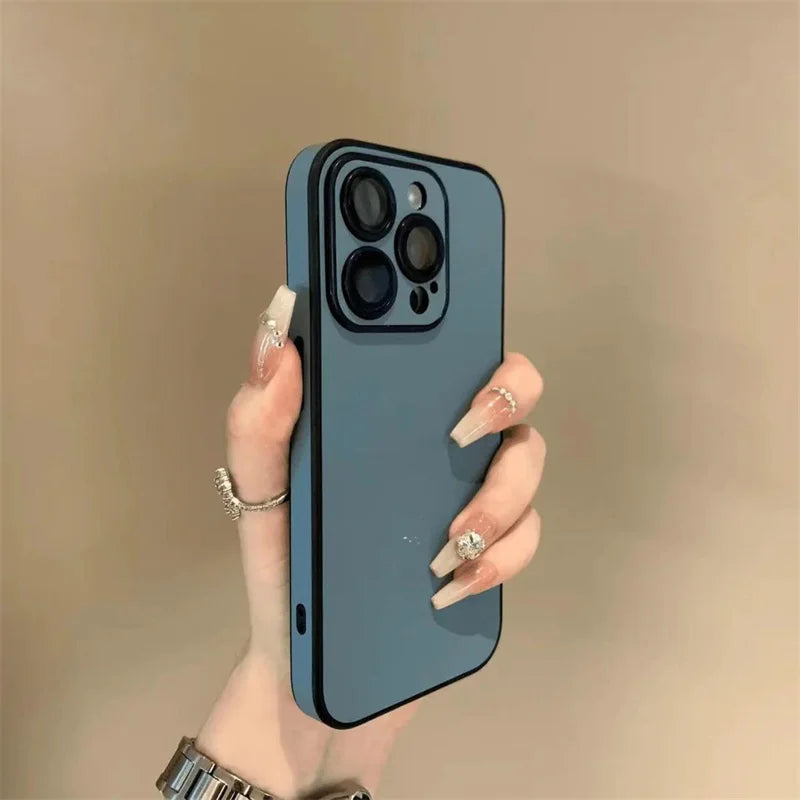 Luxury Leather Colorful Case for iPhone 16 15 14 Plus 13 12 11 Pro Max Soft Silicone Bumper Matte Shockproof Simple Cover