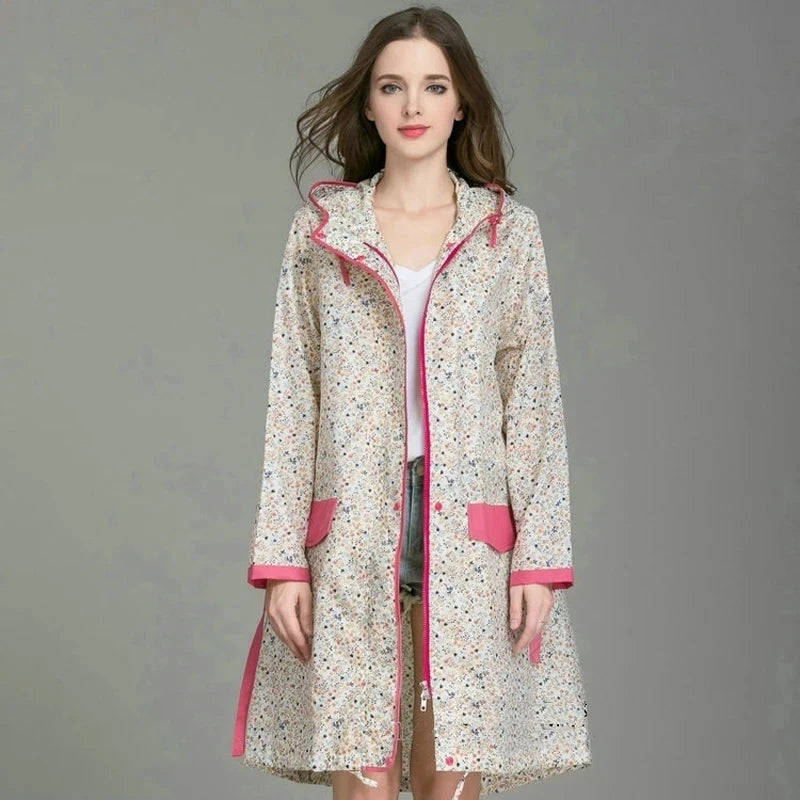 Stylish Women's Floral Waterproof Raincoat | Lightweight & Breathable