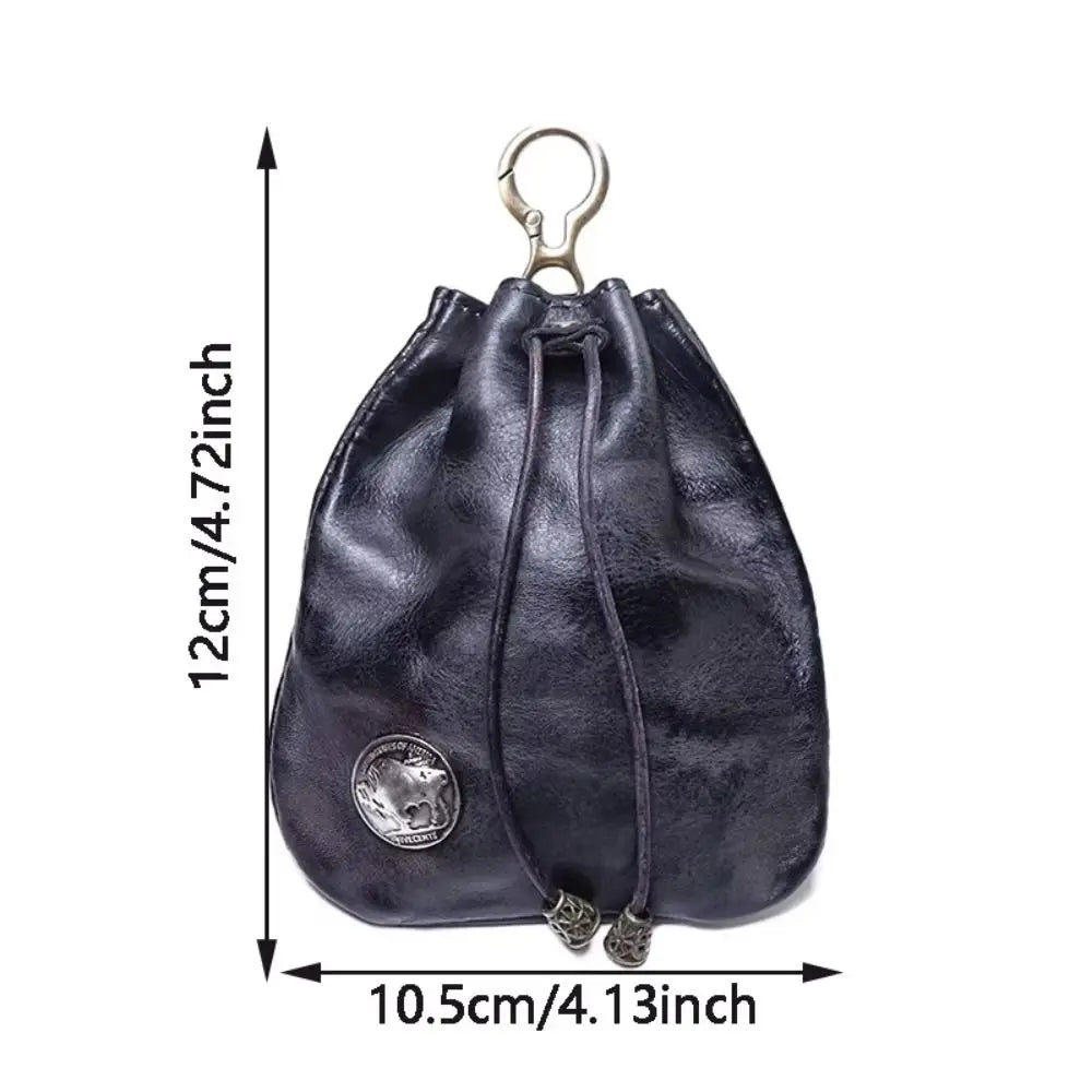 Compact Vintage Drawstring Key Wallet Mini Retro Pouch Change Purse Keychain Medieval Jewelry Storage Bag Housekeeper Use