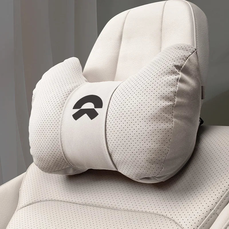 Premium Leather Car Neck Pillow | Ultimate Lumbar Support