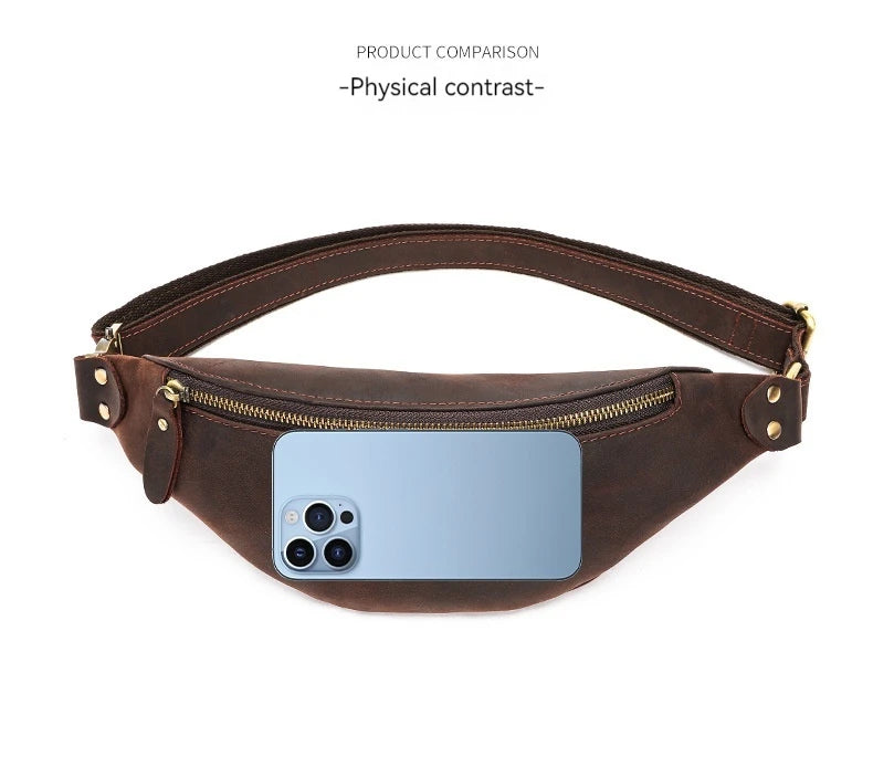 Men's RFID Anti-Theft Genuine Leather Sling Bag | Versatile Travel Pack