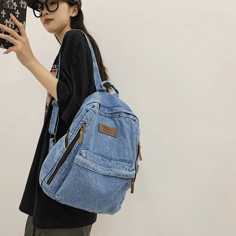 Trendy Denim Backpack for Students | Durable & Stylish Design