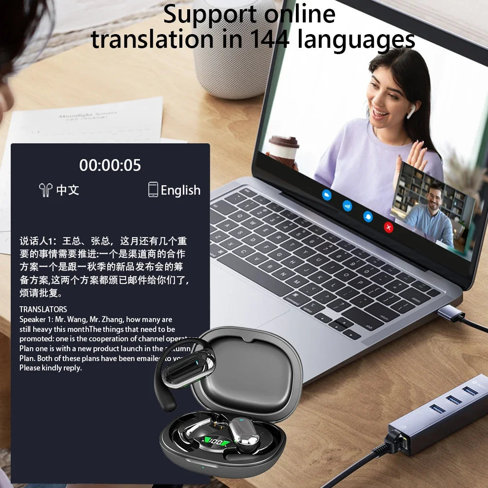 AI Translator Earbuds | Real-Time Voice Translator 144 Languages