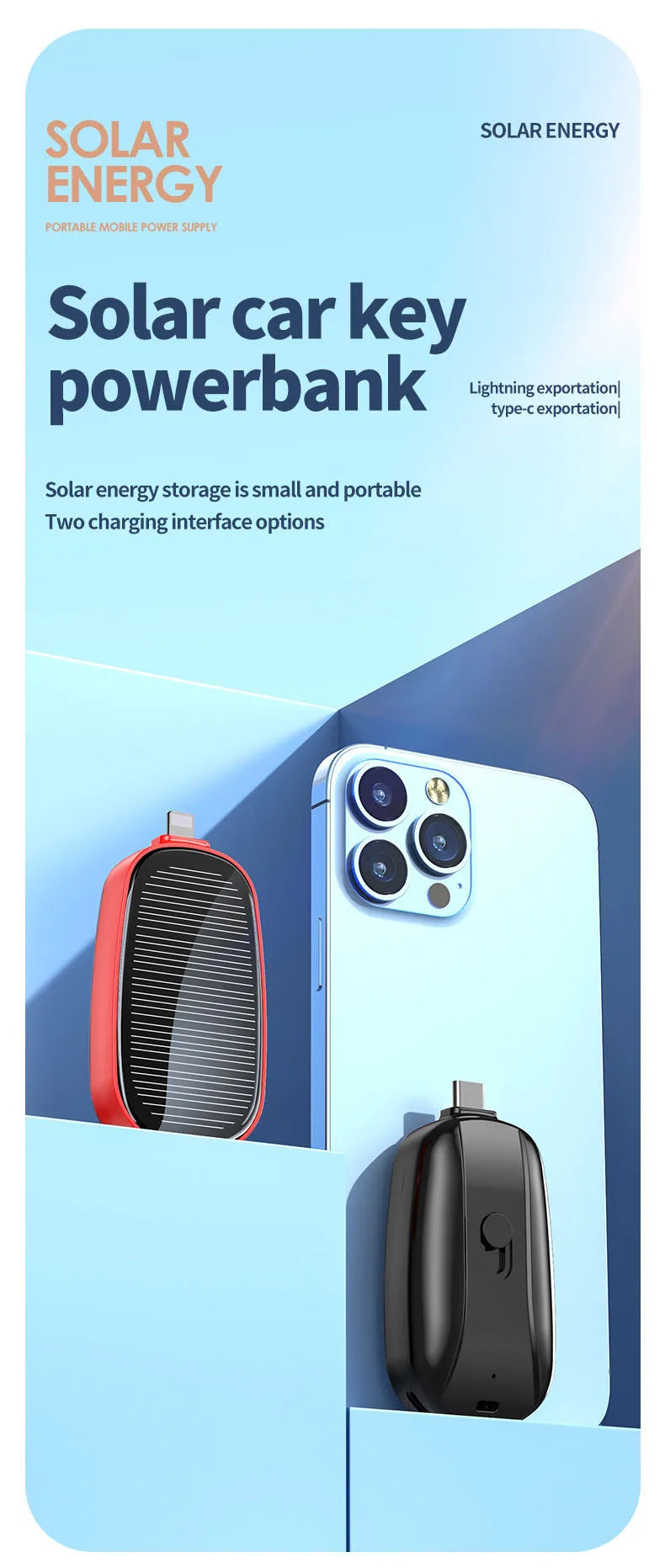Portable Solar Power Bank 1200mAh | Fast Charging External Battery