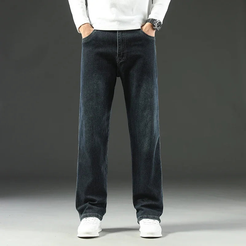 Men's Baggy Straight Wide Leg Jeans | Stylish Business Casual Pants