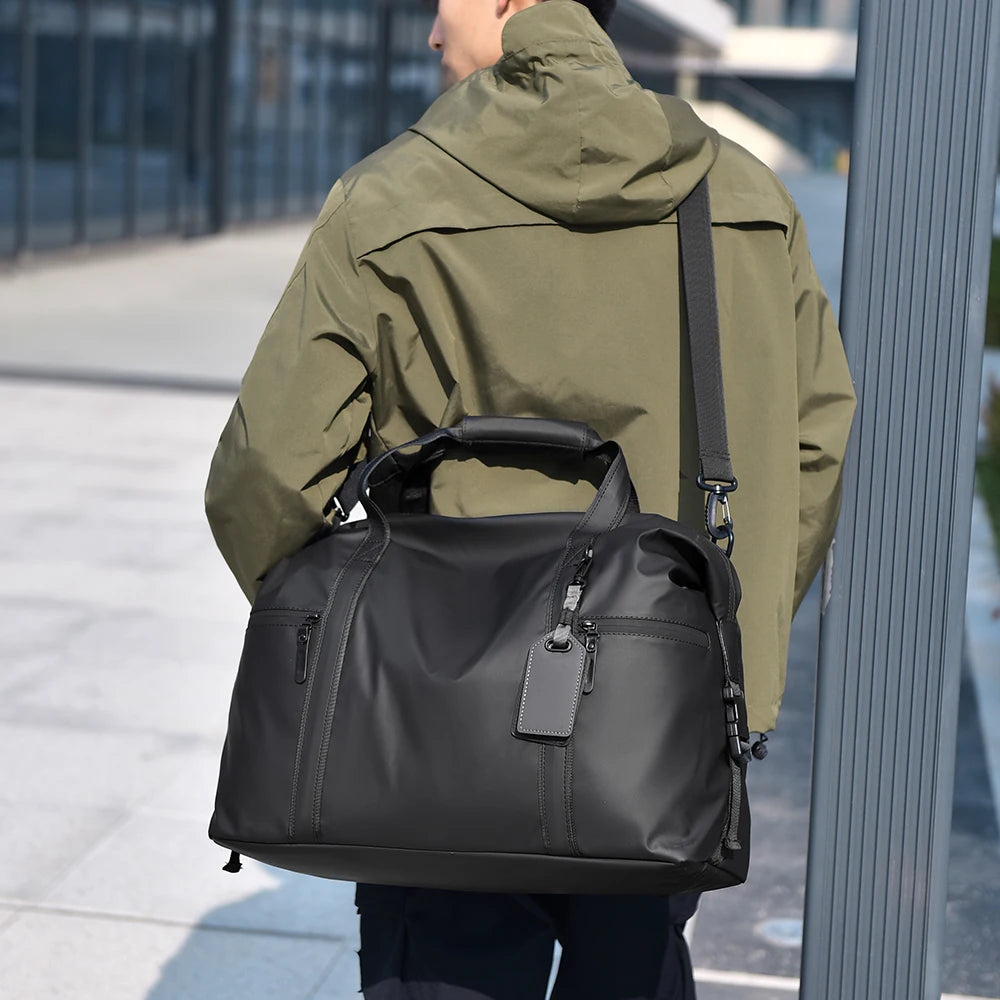 Men's Black Gym Bag | Adjustable Shoulder Duffel for Travel & Sports