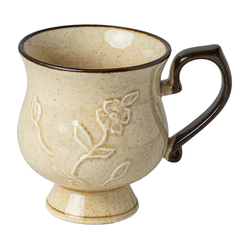 Medieval Relief Tall Ceramic Mug | Eco-Friendly Coffee & Water Cup