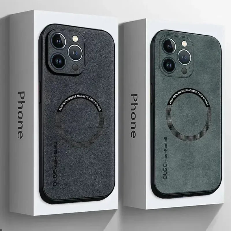 Luxury Leather Shockproof Phone Case for iPhone | Magnetic Charging