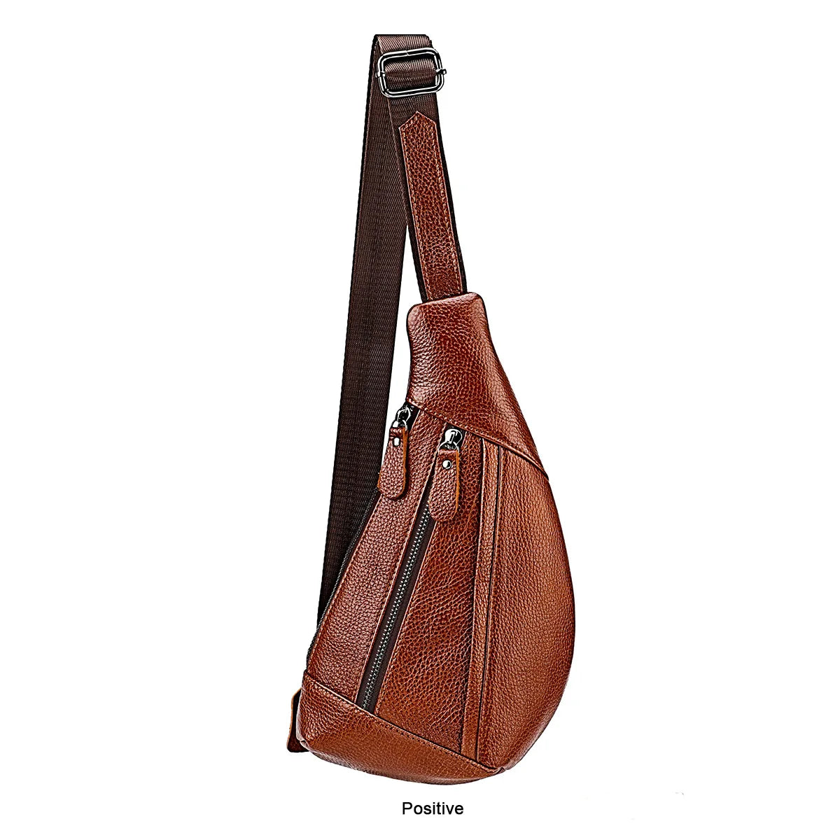 Men's Genuine Leather Chest Bag | Casual Triangle Crossbody Sling