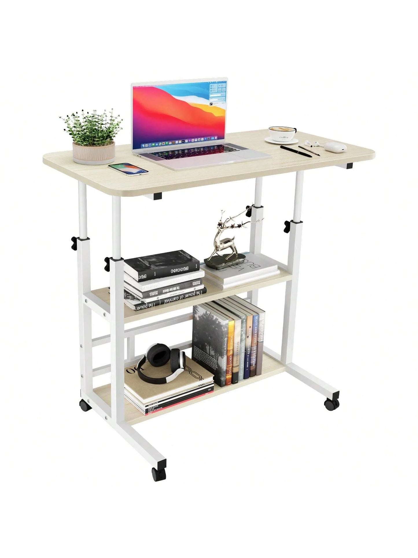 Portable Adjustable Laptop Desk with Wheels for Home Office Use
