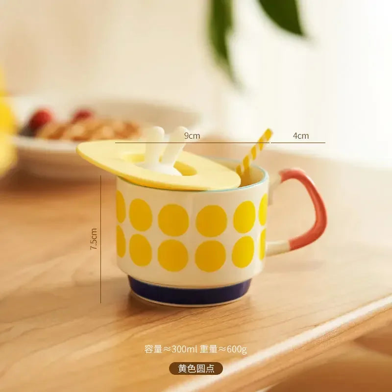 300ml Japanese Flower Ceramic Mug Set | Retro Drinkware for All Occasions