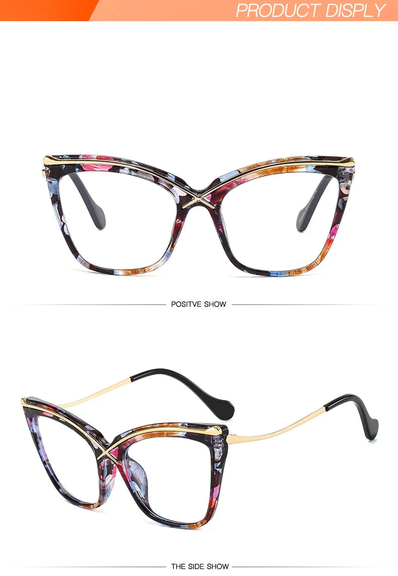 Trendy Oversized Cat Eye Eyeglasses | Vintage Blue Light Blockers