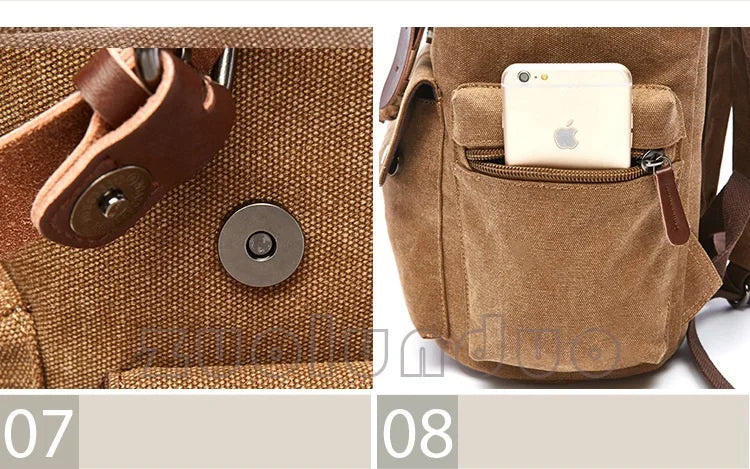 Vintage Canvas Laptop Backpack for School & Travel | Anti-Theft Design