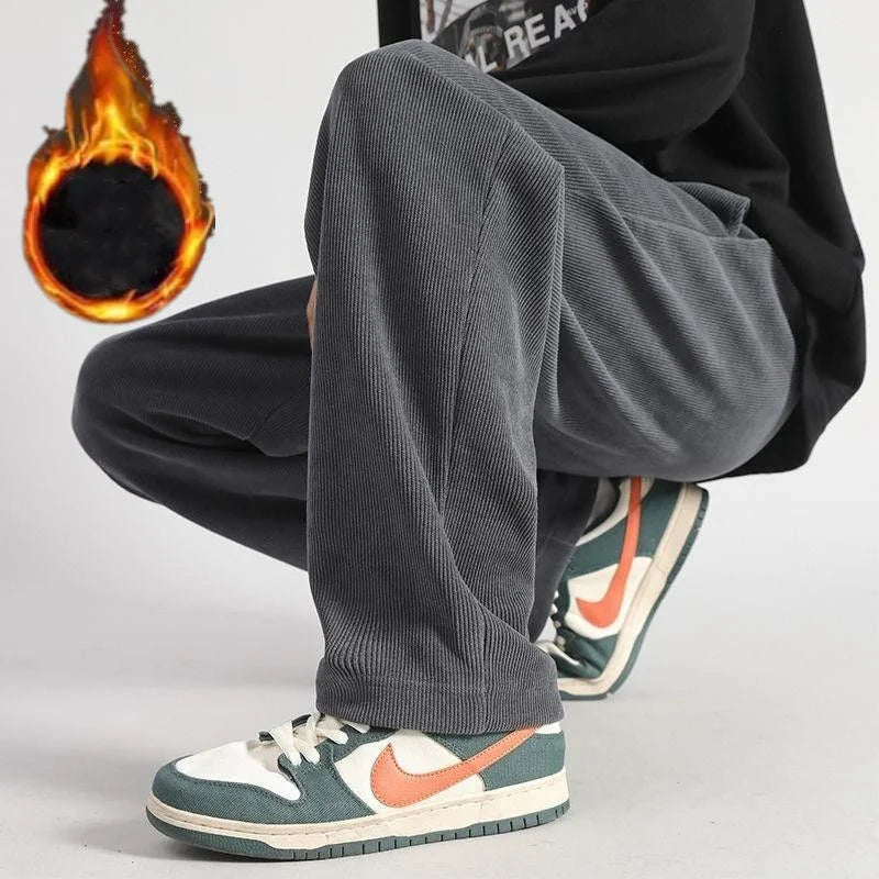 Men's Corduroy Fleece Pants | Warm Casual Trousers for Winter