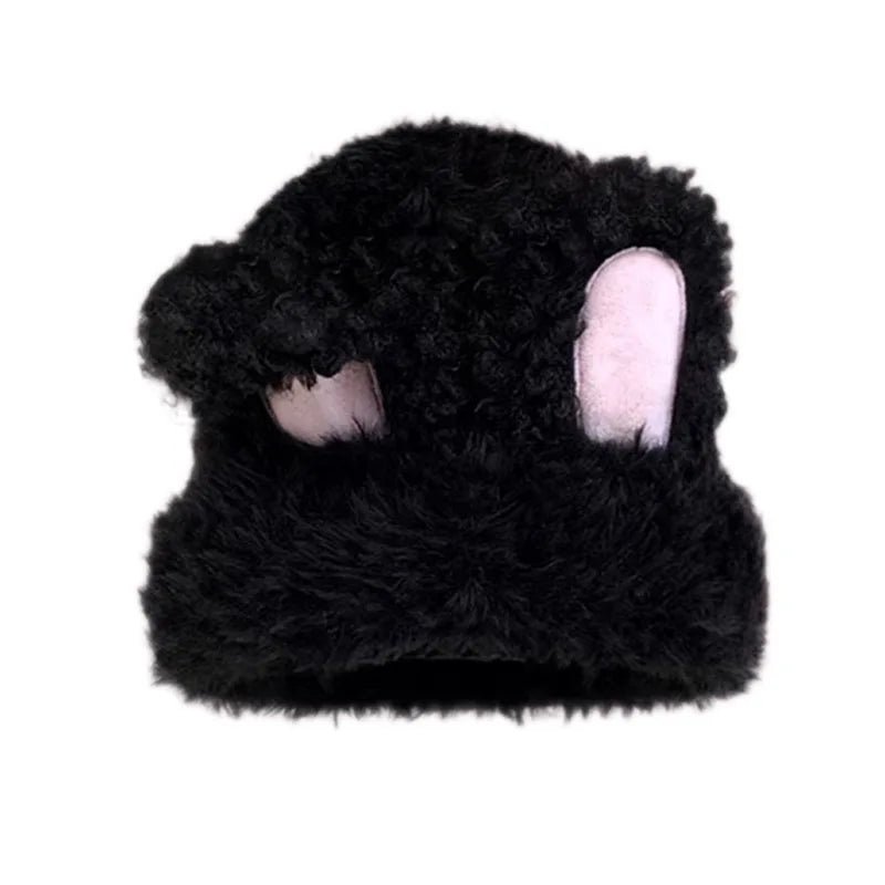 Cute Plush Knitted Rabbit Ear Hat | Warm Winter Protection for Kids