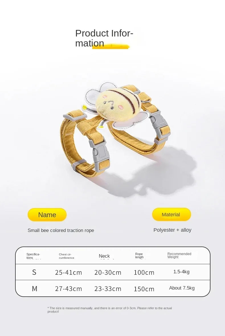Cute Cartoon Bee Cat Harness & Leash Set for Small Pets