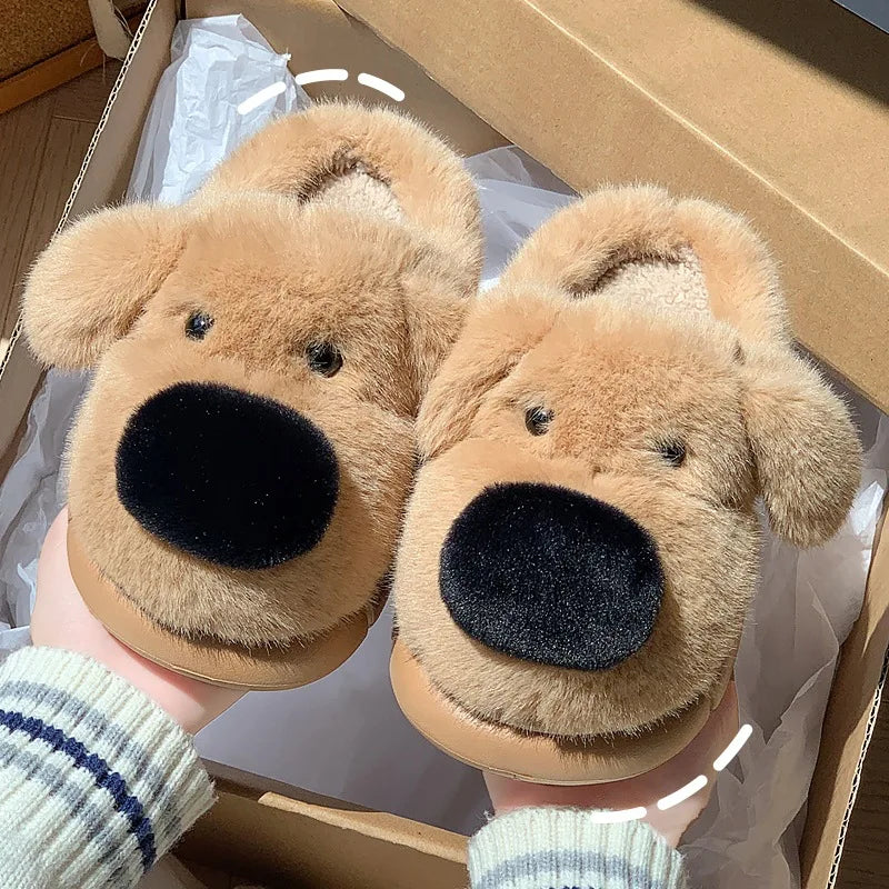 Children's Cartoon Puppy Plush Slippers | Cozy Warm Home Slides