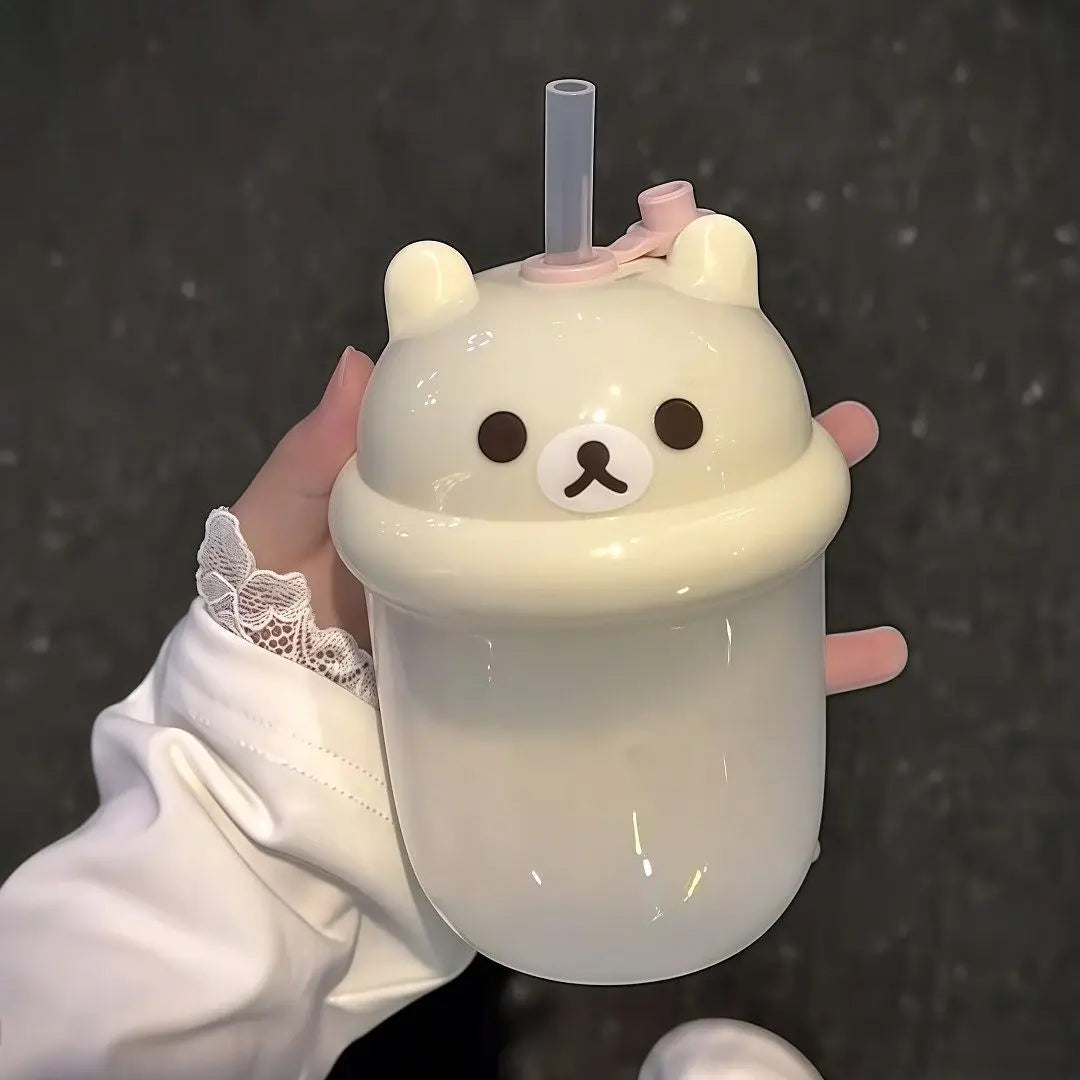 Cute Mini Plastic Straw Cup | Large Capacity Water Cup for Students