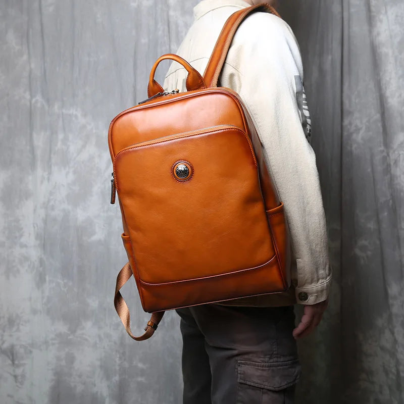 Vintage Leather Backpack | Large Capacity Casual Computer Bag