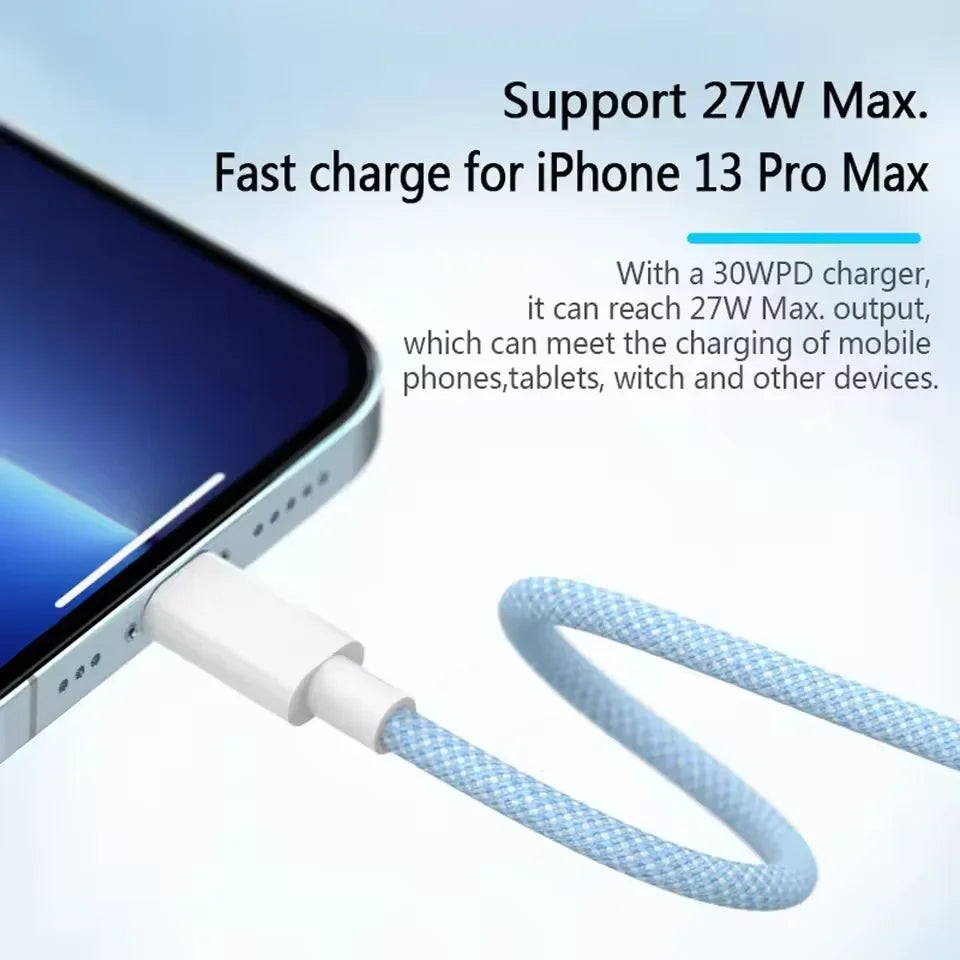 20W USB-C Fast Charging Cable for iPhone & iPad Devices